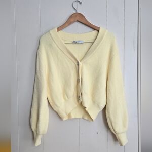Zara Yellow Button-Up Cardigan